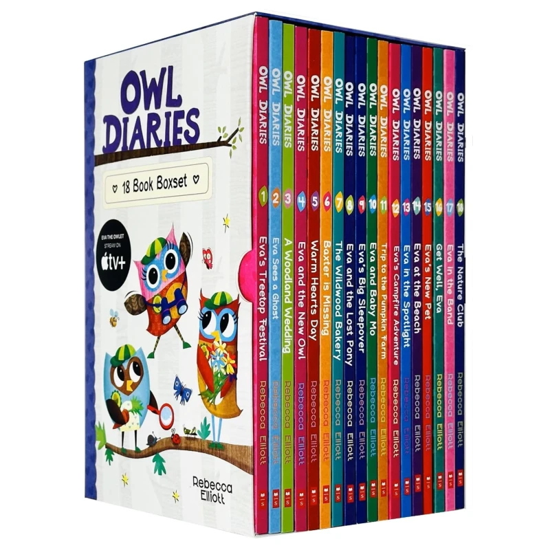 Image of Owl Diaries 18 Book Box Set Rebecca Elliott Including Eva's Treetop Festival Eva Sees a Ghost Warm Hearts Day Rebecca Elliott Books