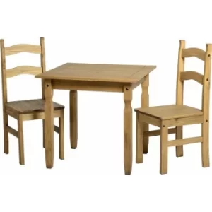 Image of Corona Mexican Farmhouse Solid Pine Kitchen Dining Table with 2 Chairs