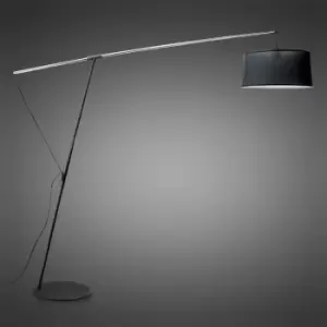 Image of Design floor lamp Nordica E27 with Black shade, Black / polished chrome