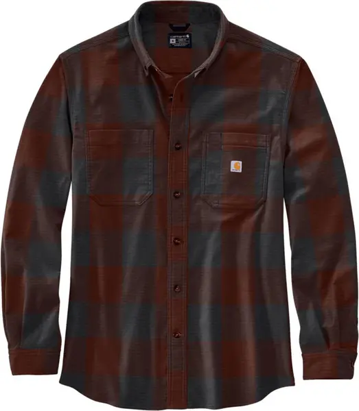 Image of Carhartt Midweight Flannel Plaid Shirt, red, Size L