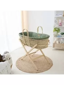 Image of Clair De Lune Organic Palm Moses Basket - Sage, Green
