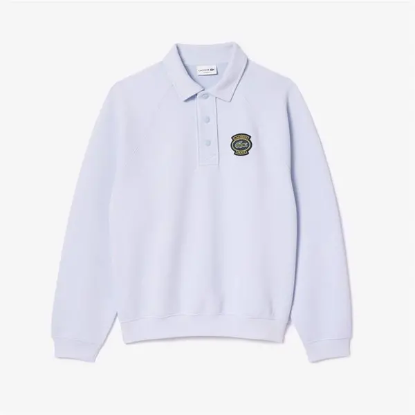 Image of Lacoste Heritage Polo Neck Sweatshirt - Blue L