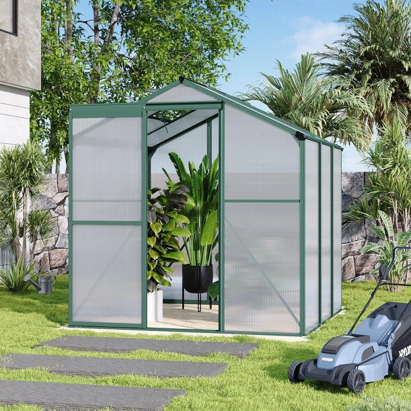 Image of Breeins Outdoor 6x6fts Garden Greenhouse with No Base Green L