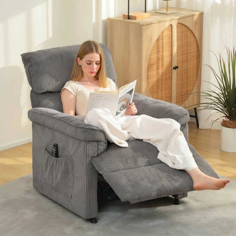 Image of HOMCOM Massage Recliner with Quiet Motor, Power Reclining Chair in Grey Size: Armchair Grey Unisex Armchair