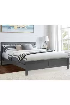 Image of Azure Grey Wooden Solid Pine Quality Double Bed Frame (Double Bed Frame Only) Modern Simple Design
