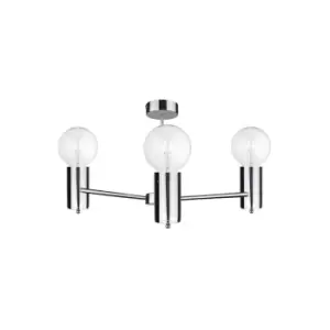 Image of Arde Multi Arm Semi Flush Ceiling Light Silver, 60cm, 3x E27