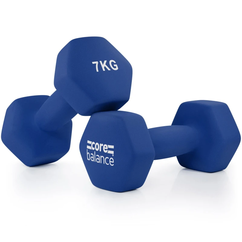 Image of Core Balance Neoprene Hex Dumbbells Set Of 2 Cast Iron Hexagonal Hand Weights Core Balance Navy