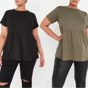 Image of Missguided Plus Size 2 Pack Jersey T Shirts - Black