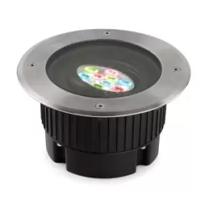 Image of Gea LED Large Round Outdoor RGB Easy+ Recessed Light Stainless Steel IP67