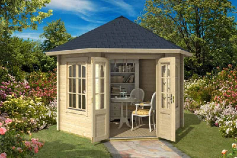 Image of Lasita Maja Rivera 44-Log Cabin, Wooden Garden Room, Timber Summerhouse, Home Office - L420 X W363.7 X H318.1 Cm