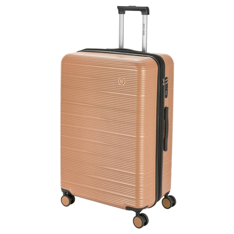 Image of Pierre Cardin Arles Large Checked Travel Suitcase, Expandable Hard Shell - Mocha in Light Brown Light Brown Unisex Large