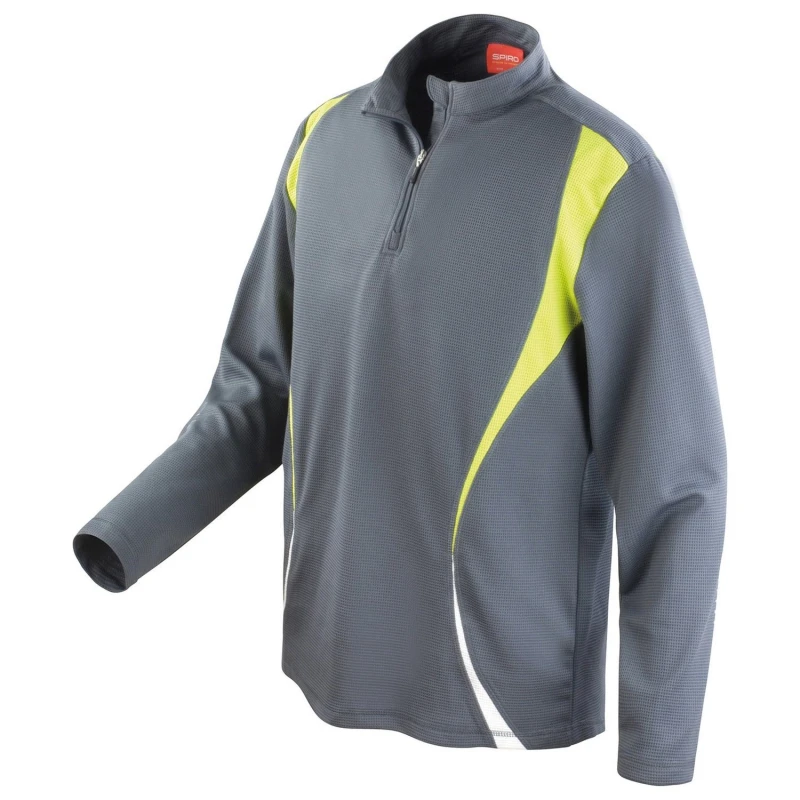 Image of Spiro Mens Trial Zip Neck Training Top in Dark Grey Size: XS Dark Grey Male XS