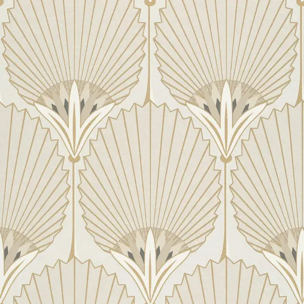 Image of Grandeco Art Deco Nile Palm Textured Wallpaper Beige