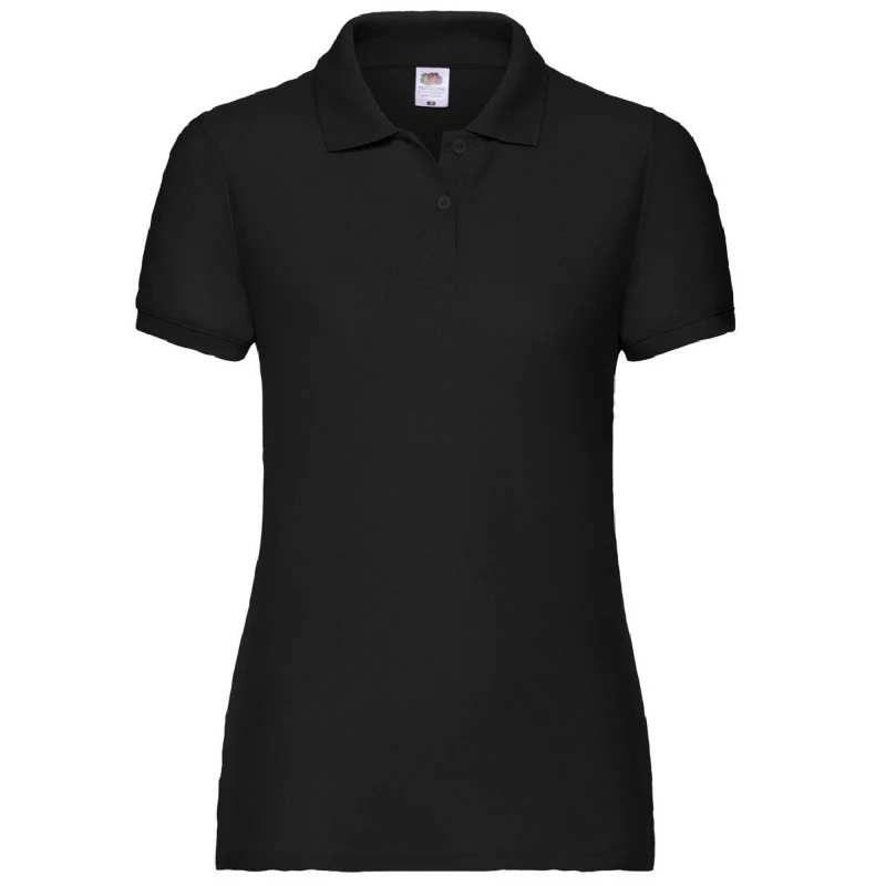 Image of Fruit of the Loom Womens Lady Fit Short-Sleeved Polo Shirt in Black Size: XS Black Female XS