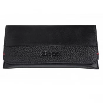 Image of Zippo Black Nappa Leather Bi-Fold Tobacco Pouch (15.5 x 8 x 1.2cm)