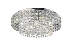 Image of Flush Ceiling Round 7 Light Polished Chrome, Crystal