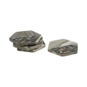 Image of Set of 4 Hexagonal Marble & Paua Shell Coasters