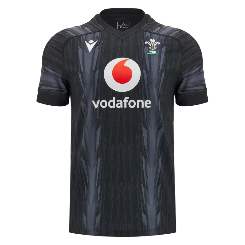 Image of Macron Wales Rugby Training Shirt 2024 Adults Black male Medium
