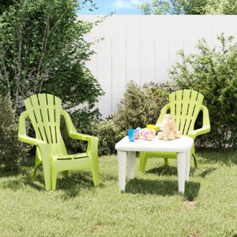 Image of VIDAXL Garden Chairs 2 pcs for Children Green 37x34x44cm pp Wooden Look Vidaxl 364740