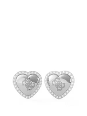 Image of Guess Guess That'S Amore Ladies Stud Earrings, Silver, Women