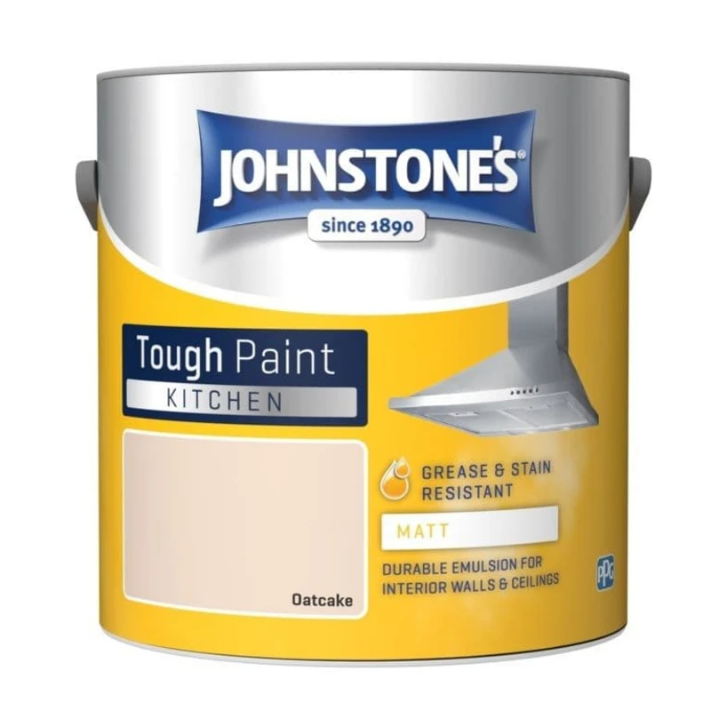 Image of Johnstone's Kitchen Matt Tough Emulsion Paint, 2.5L, Oatcake
