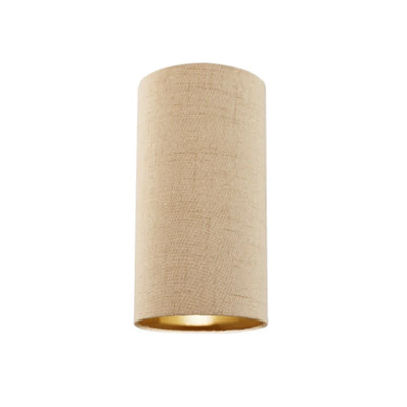 Image of Happy Homewares Modern And Stylish Stitched Effect Taupe Linen Fabric Cylindrical 25Cm Lampshade