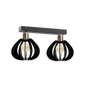 Image of Gemma Twin Ceiling Spotlight Black, Gold, 50cm, 2x E27