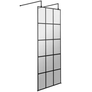 Image of Frame Effect Wet Room Screen with Support Arms and Feet 760mm Wide - 8mm Glass - Hudson Reed