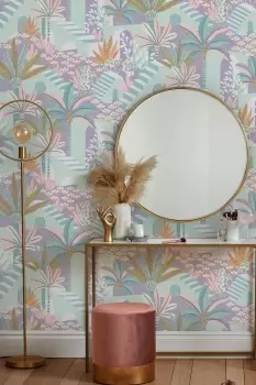 Image of Envy Vacay Candy Blue Floral Wallpaper