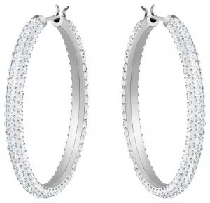 Image of Swarovski Stone Rhodium Plated Hoop Pierced Earrings Jewellery