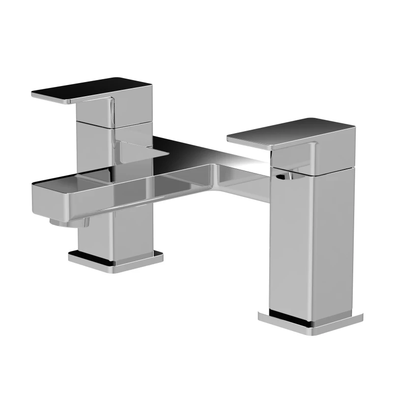 Image of Balterley Square Deck Mounted Bath Filler Tap Chrome Balterley Silver