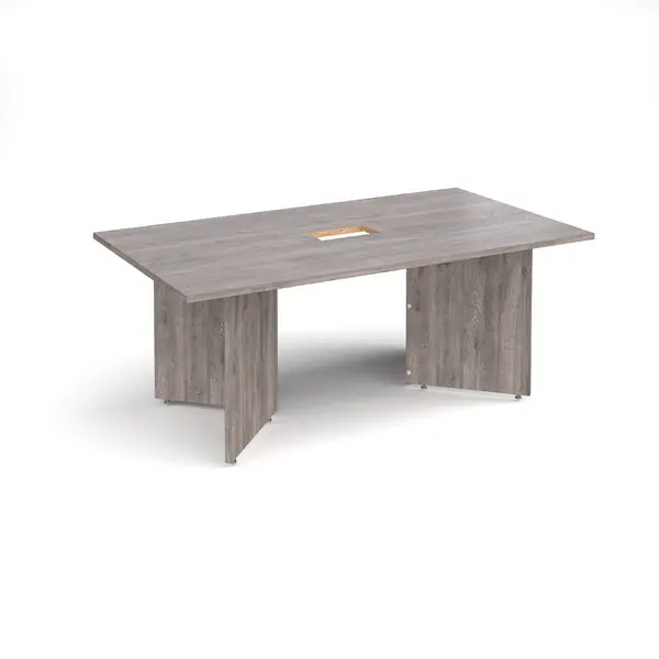 Image of Arrowhead Rectangular Office Boardroom Table with Power Module Cut Out - Grey Oak - W1800mm