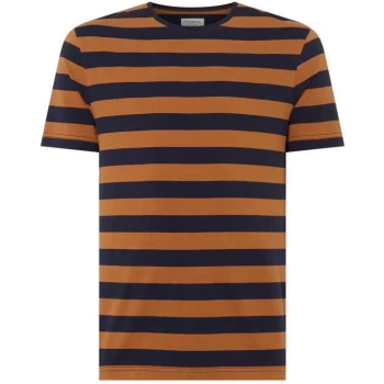 Image of Criminal Cove Striped Crew Neck T-Shirt - Toffee