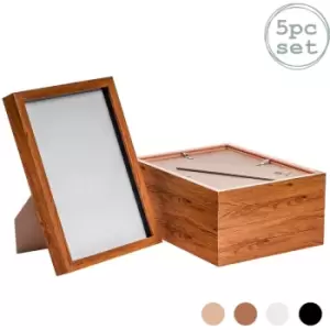 Image of Nicola Spring 3D Box Photo Frames - A4 (8 x 12") - Dark Wood - Pack of 5