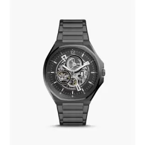 Image of Fossil Mens Evanston Automatic Stainless Steel Watch - Black