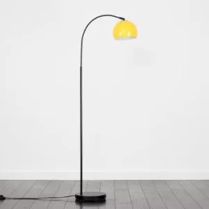 Image of Curva Floor Lamp in Black with Yellow Shade