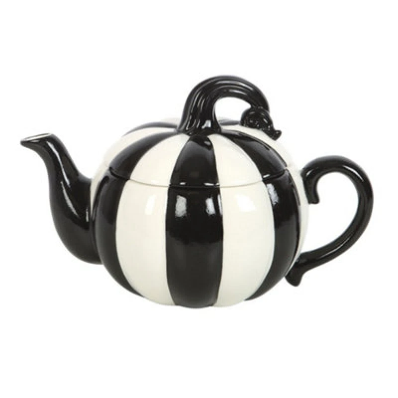 Image of Something Different Something Different Strange & Unusual Striped Pumpkin Teapot in Black One Size Unisex 5063750988917