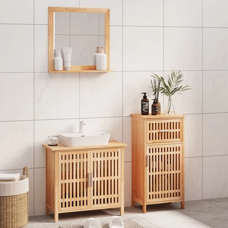 Image of VIDAXL Vidaxl - 3 Piece Bathroom Furniture Set Solid Wood Walnut 8720845836467