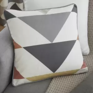 Image of Fusion Brodrick Geometric Print 100% Cotton Piped Edge Filled Cushion, Spice/Ochre, 43 x 43 Cm