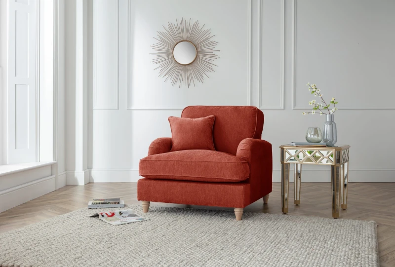 Image of The Great Sofa Company Orla Arm Chair Manhattan Apricot in Terracotta Terracotta Unisex