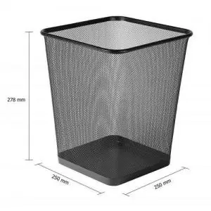 Image of Osco Wiremesh Square Waste Bin Regular 29cm Black 32712DT