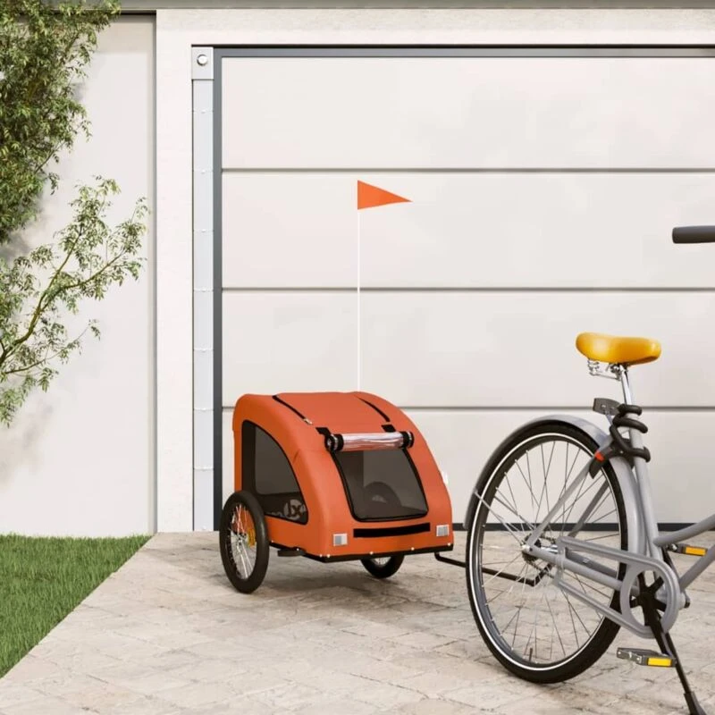 Image of VIDAXL Pet Bike Trailer Orange Oxford Fabric and Iron Vidaxl 8720845770488