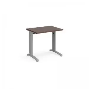Image of TR10 straight desk 800mm x 600mm - silver frame and walnut top
