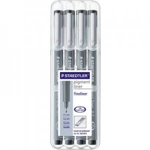Image of Staedtler 308 WP4 308 WP4 Fineliner 6 pcs/pack Black 0.1 mm, 0.3 mm, 0.5 mm, 0.7mm