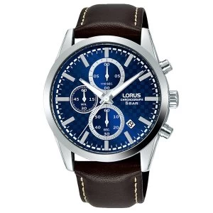 Image of Lorus RM397FX9 Mens Dress Chronograph Brown Leather Strap Watch