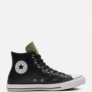 Image of Converse Mens Chuck Taylor All Star Synthetic Leather Hi-Top Trainers - Black/Field Surplus - UK 9