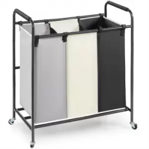 Image of VEVOR 3-Section Laundry Basket, Heavy Duty Laundry Hamper Storage Organizer, Laundry Sorter Cart with Heavy Duty Lockable Wheels for Dirty Clothes in