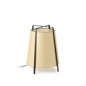 Image of Akane 1 Light Table Lamp Black with Beige Shade, E27