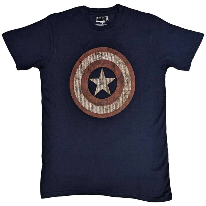 Image of Marvel Captain America Embroidered Shield T Shirt Navy unisex