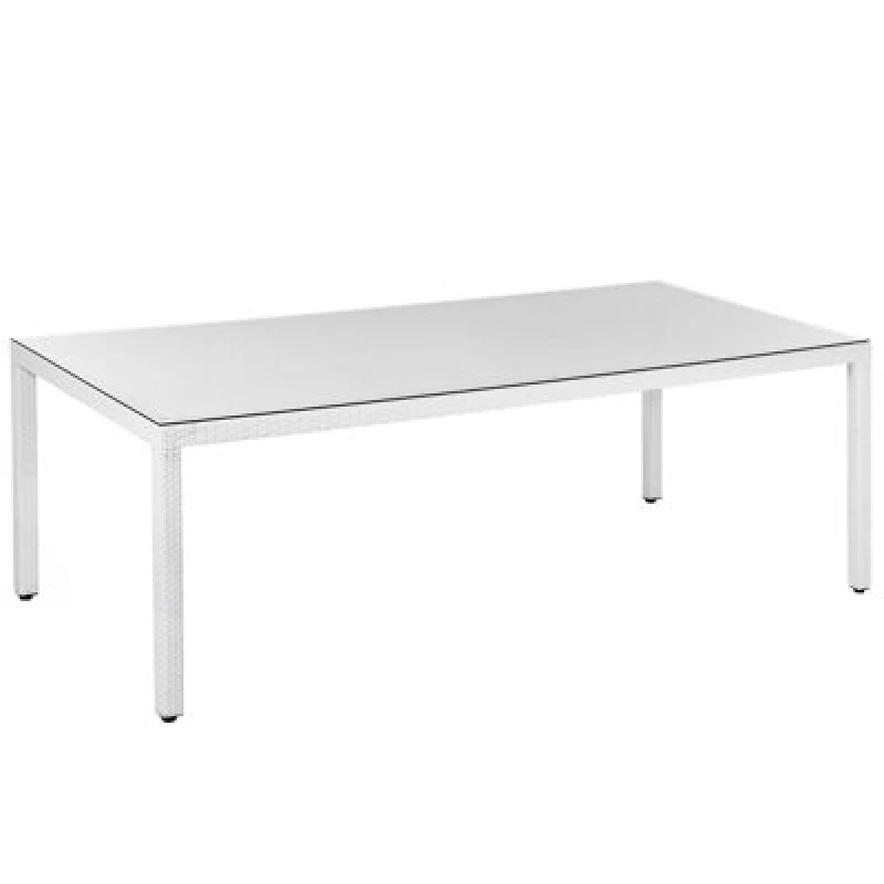 Image of Beliani Garden Dining Table Italy 220 Cm 100 Cm Glass White